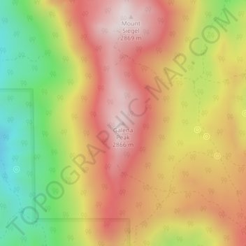 Mapa topográfico Galena Peak, altitud, relieve