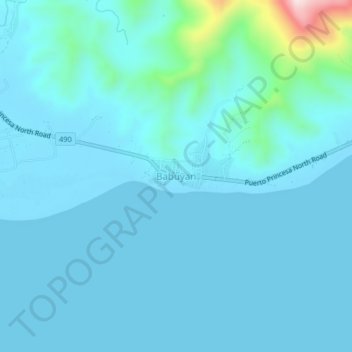 Mapa topográfico Babuyan, altitud, relieve