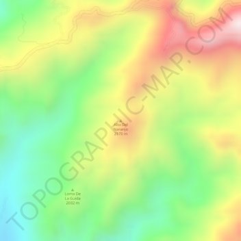 Mapa topográfico Alto Del Naranjo, altitud, relieve