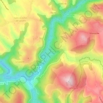 Mapa topográfico Cavaillé, altitud, relieve