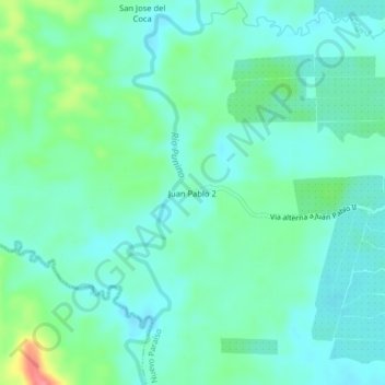 Mapa topográfico Juan Pablo 2, altitud, relieve