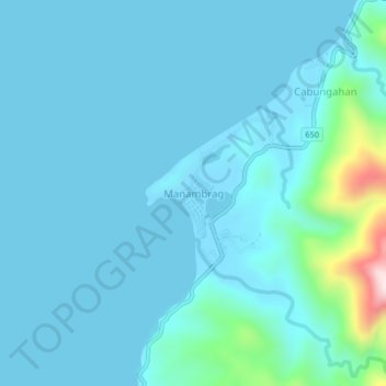 Mapa topográfico Manambrag, altitud, relieve