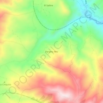 Mapa topográfico Paramo Alto, altitud, relieve
