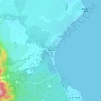 Mapa topográfico Tamales, altitud, relieve