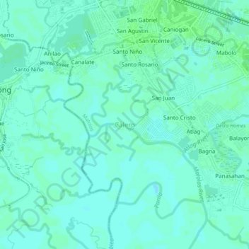 Mapa topográfico Calero, altitud, relieve