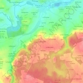 Mapa topográfico La Croix Legavre, altitud, relieve