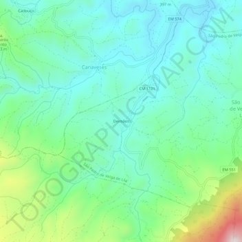 Mapa topográfico Deimãos, altitud, relieve