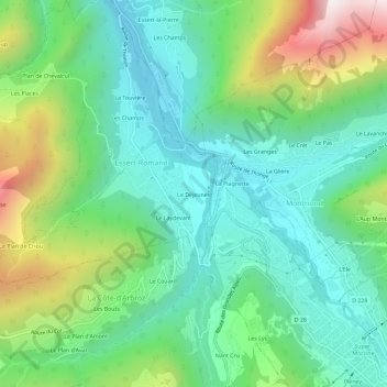 Mapa topográfico Le Déjeuner, altitud, relieve