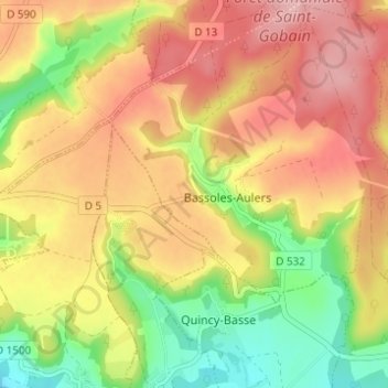 Mapa topográfico Le Faux, altitud, relieve