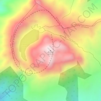 Mapa topográfico Azufral, altitud, relieve