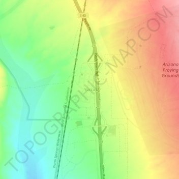 Mapa topográfico Yucca, altitud, relieve