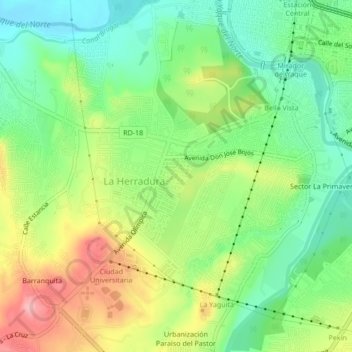 Mapa topográfico Olimpo I, altitud, relieve