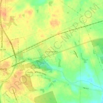 Mapa topográfico Pecan Heights, altitud, relieve