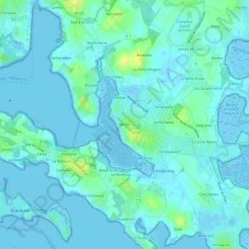 Mapa topográfico Bel Air, altitud, relieve
