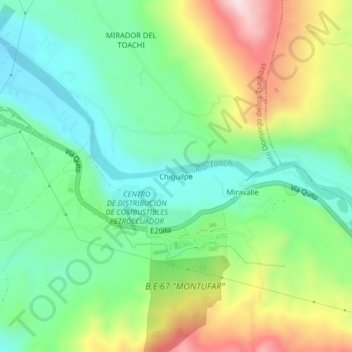 Mapa topográfico Chiguilpe, altitud, relieve