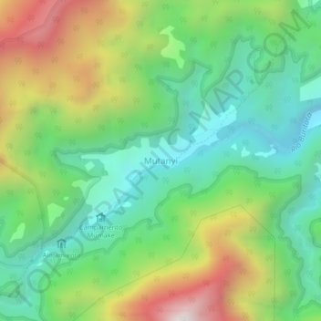 Mapa topográfico Mutanyi, altitud, relieve