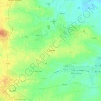 Mapa topográfico Les Tourettes, altitud, relieve
