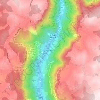 Mapa topográfico Saint-Prejet, altitud, relieve