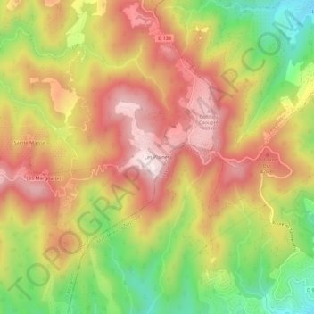 Mapa topográfico Les Plaines, altitud, relieve