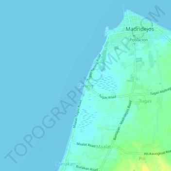 Mapa topográfico Tarong, altitud, relieve