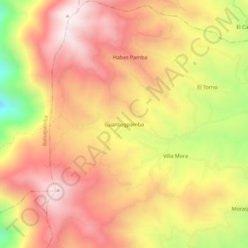 Mapa topográfico Guantugpamba, altitud, relieve