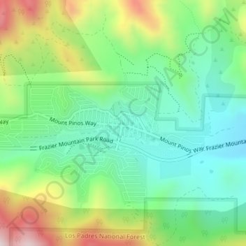 Mapa topográfico Frazier Park, altitud, relieve