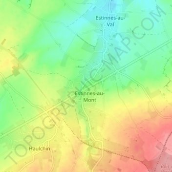 Mapa topográfico Estinnes, altitud, relieve
