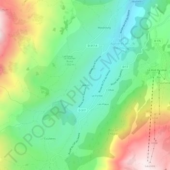 Mapa topográfico L'Adroit, altitud, relieve