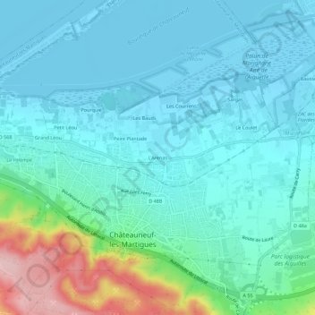 Mapa topográfico L'Arenas, altitud, relieve