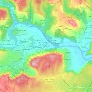 Mapa topográfico Chabiscol, altitud, relieve