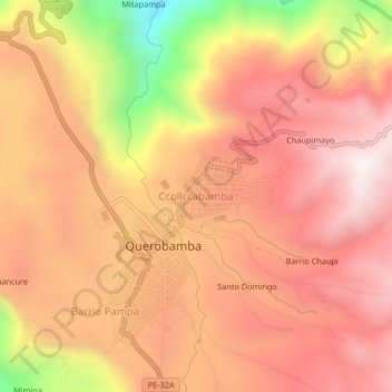 Mapa topográfico Ccollccabamba, altitud, relieve
