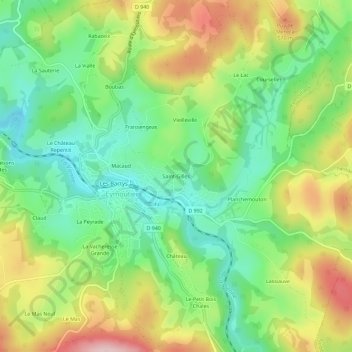 Mapa topográfico Saint-Gilles, altitud, relieve