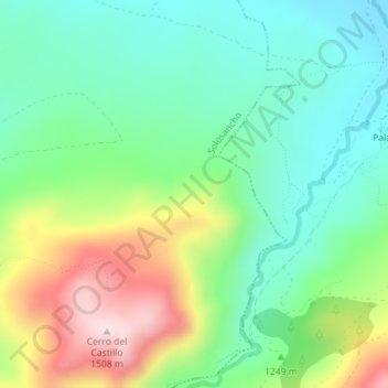 Mapa topográfico Las Peñas, altitud, relieve
