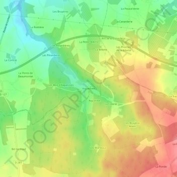 Mapa topográfico Aiguevives, altitud, relieve