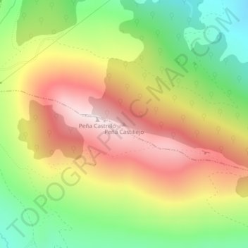 Mapa topográfico Peña Castillejo, altitud, relieve