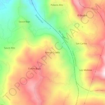 Mapa topográfico Rincon Cusillo, altitud, relieve