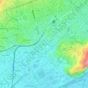 Mapa topográfico Can Bruixa, altitud, relieve