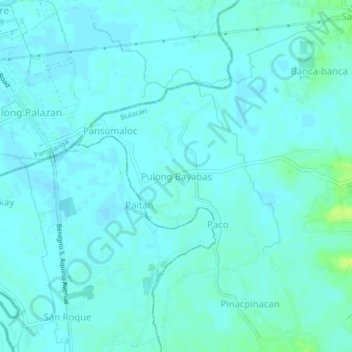 Mapa topográfico Pulong Bayabas, altitud, relieve