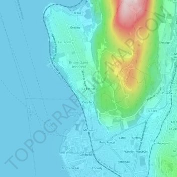 Mapa topográfico Le Perron, altitud, relieve