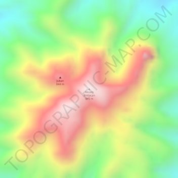 Mapa topográfico Mount Bintacan, altitud, relieve