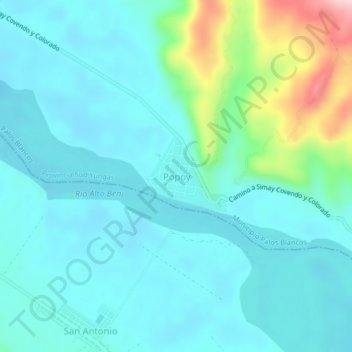 Mapa topográfico Popoy, altitud, relieve