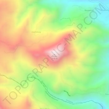 Mapa topográfico Pizhi, altitud, relieve