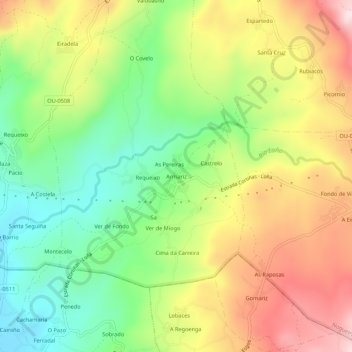 Mapa topográfico Armariz, altitud, relieve