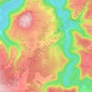 Mapa topográfico La Serre, altitud, relieve