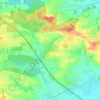 Mapa topográfico Lauterbach, altitud, relieve