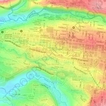 Mapa topográfico Palma de azucar, altitud, relieve