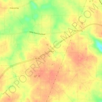 Mapa topográfico Grassy, altitud, relieve