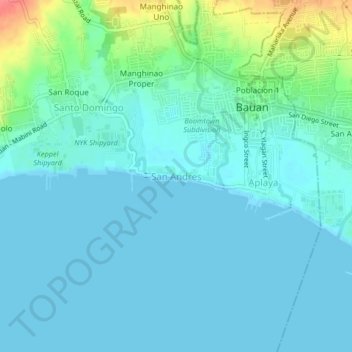 Mapa topográfico San Andres, altitud, relieve
