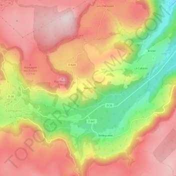Mapa topográfico Marsol, altitud, relieve
