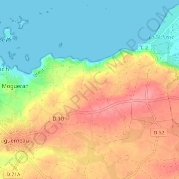 Mapa topográfico Mezeozen, altitud, relieve